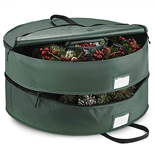 Alecony Weihnachtskranz Aufbewahrung Tasche, Wasserdicht Kränze Girlanden Adventskranz Aufbewahrungstasche Aufbewahrungsbeutel Weihnachtskugel Baumschmuck Aufbewahrungsbox (Grün, 60x20cm)