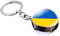 TOSSPER Ukraine Flagge Keychain Doppelseitige Glaskugel Ukrainische Nationalflagge Schlüsselring Schlüsselanhänger Autoschlüsselzubehör Für Männer Frauen, Mehrfarbig