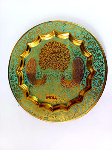 Exclusive Global Deko-Wandteller, 14,9 cm, Messing, Souvenir-Teller, Pfauen-Sammlerstücke, Heimdekoration