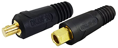 RIVERWELD TIG Welding Cable Panel Connector Plug & Socket Set DKJ35-50 & EDKL35-50 315Amp with Black Colour Dinse-Style Quick Fitting 2pcs