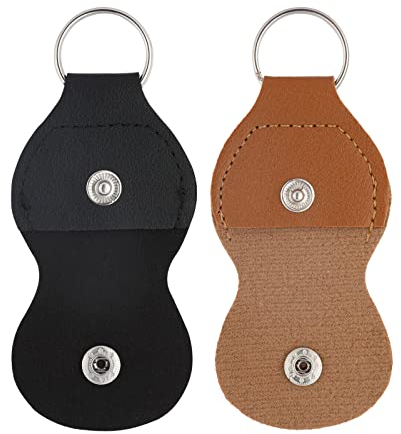 SAVITA 2pcs Gitarren Plektren Schlüsselanhänger Halter, PU-Leder-Gitarren-Plektrum-Halter Tasche Etui für Gitarrenspieler (Schwarz, Braun)