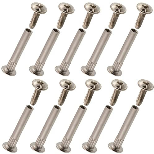 AERZETIX - C65818 - Set di 10 viti di assemblaggio M4x15mm con manicotto M4x30mm - in acciaio - colore argento - ferramenta per montaggio bullone falegname mobili legno MDF armadio credenza