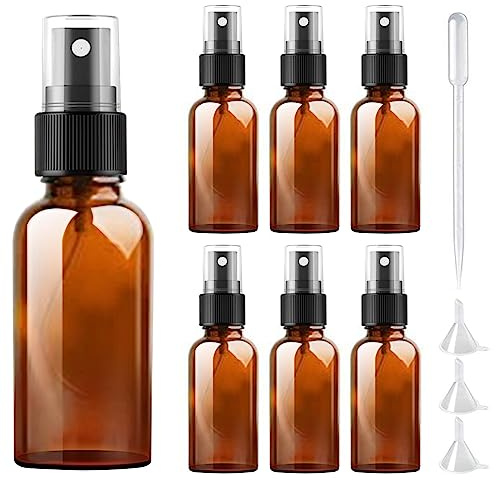 DONQL 6 botellas pulverizadoras de vidrio con niebla fina de 30 ml para líquidos de viaje, agua y cosméticos, botella de spray (marrón)