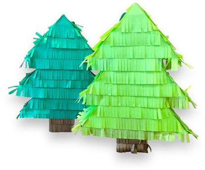 Mini Pinata Tannenbaum Set 2 Stück, Weihnachten, Kinder Überraschung, Weihnachtsdeko und Partyspiel (Aufgebaut)