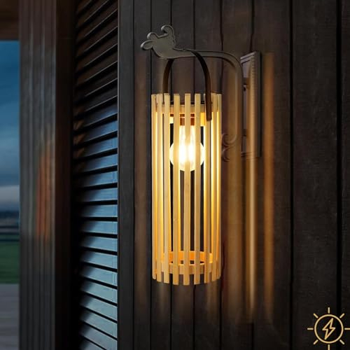 KZT Solarlampen für Außen Garten Bambus Solar Laternen für draußen LED IP44 Wasserdicht Böhmischen Solarleuchte Hängend Stehend Gartenlampen für Bauernhaus Terasse oder Balkon Deko 3000K Warmweiß