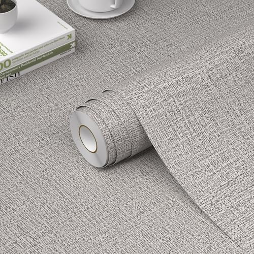 WADILE Grasscloth Peel and Stick Wallpaper | 40cm X 5m Textured Contact Paper, Faux Linen Wall Paper, Fabric Vinyl Wallpaper Self Adhesive