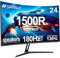 SANSUI Monitor de juego curvado de 24 pulgadas de hasta 180 Hz MPRT 1 ms con altavoces integrados, monitor de computadora FHD 1080P Freesync 130% sRGB HDR, puertos HDMI DP montaje VESA soporte de