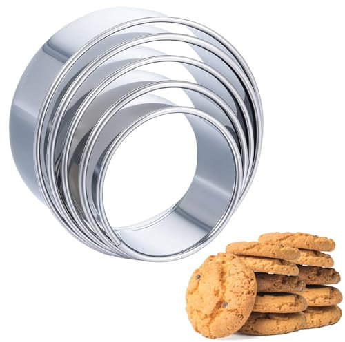Prasacco 3 Pcs Round Cookie Cutter for Baking, Circle Biscuit Cutters Donut Cutter Ring Molds Round Cookie Cutter Stainless Steel Biscuit Cutter Tools for Making Donuts Biscuits Cakes Pastry(5)