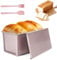 PRZRAO Molde Pan con Tapa 21 x 12 x 11,5 cm Molde de Tostadas, Masa Para Hornear, Molde pan Brioche, 450 g Molde para Pan Tostado Oro Rosa Antiadherente Rectangular Ideal para Hornear Cocinar
