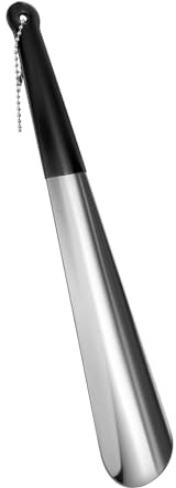 Harniruco Metal Shoe Horn 12 Inch Portable Quality Stainless Steel Shoehorn with Rubber Grip Fashion Shoe Spoon Helper for Travel Home Use