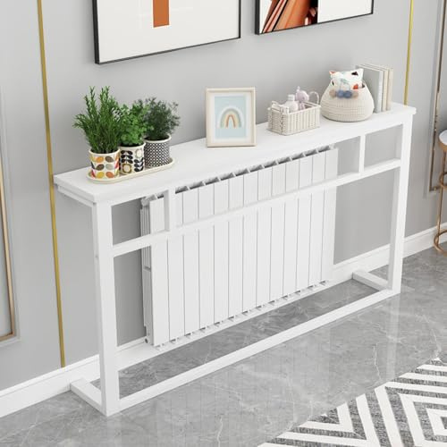 DYUNCZ Multi Functional Radiator Shelf with Top Storage, Over Radiator Shelf, Sofa Tables, Thickened Steel Frame, for Foyer, Hallway(White,120x20x90cm)