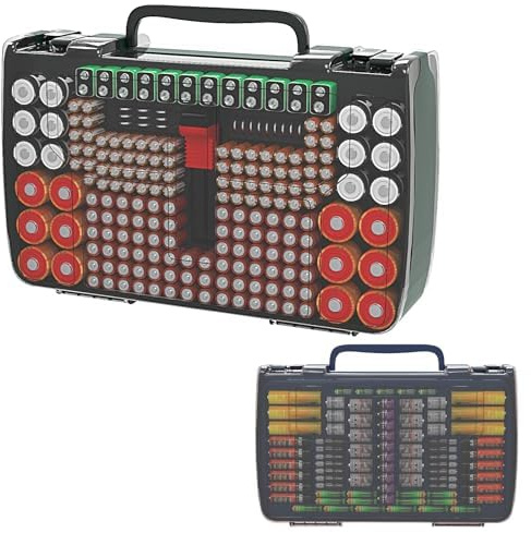 269 Batterien Batteriebox mit Batterietester, Double-Sided Batterie Aufbewahrungsbox, Tasche Hält AA AAA 4A C D Cell 9V 3V Lithium LR44 CR2 CR123 (Hellgrau)