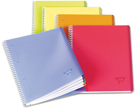 Clairefontaine 328626C - Spiralbuch Collegeblock Linicolor Fresh, 80 Blatt kariert, DIN A4+ (22,5x29,7cm), Hardcover, farbig sortiert, 1 Stück