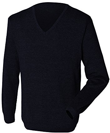 Henbury Mens 12 Gauge Fine Knit V-Neck Jumper/Sweatshirt (3XL) (Navy)