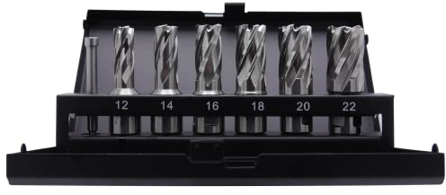 SMI Kernbohrer SET 7 teilig 19 Weldon bestehend aus Kernbohrer 12, 14, 16, 18, 20, 22 und Zentrierbohrer Schnittiefe 30 mm