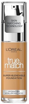 L'Oréal Paris Make up, Flüssige Foundation mit Hyaluron und Aloe Vera, True Match Make-Up, 8.D/8.W Warm Medium Deep