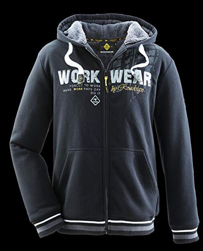 ROADSIGN australia Herren Sweatjacke mit Kapuze - Kapuzenjacke gefüttert mit Berberfleece in Schwarz Größe M