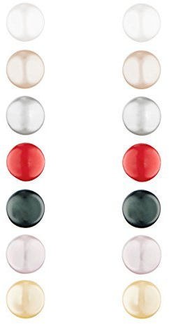 MYC-PARIS - 7 Tage Bunte Perlen Ohrringe Set, Ohrstecker ø 8 mm + Österreichische Perlen hochwertig - Elegante Box - Geburtstagsgeschenk, Muttertag, Weihnachten - Mehrfarbig