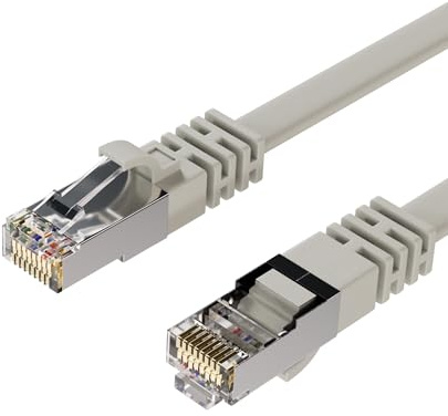 Kabelbude.eu Netzwerkkabel RJ45 Patchkabel Flachkabel Ethernet LAN CAT 7 U/FTP slim weiß 0,5m