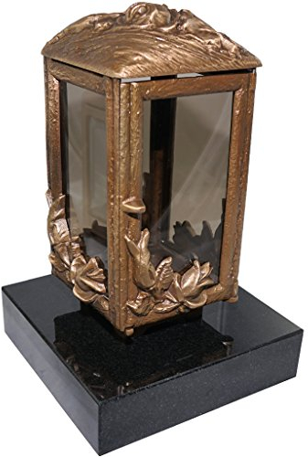 Grablaterne 611 aus massiver Bronze fertigmontiert auf einem Granitsockel (Black SSY)