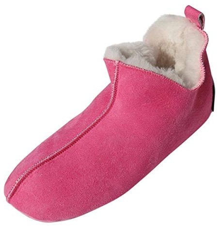 Hollert Lammfell Hausschuhe - Bali Fellschuhe Lederschuhe Bettschuhe Schuhgröße EUR 42, Farbe Pink