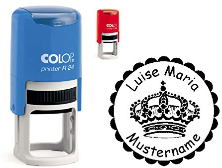 Stempel Kinderstempel KRONE - mit Motiv und persönlichem Namen Ø 24 mm