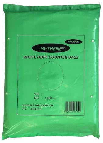 Tezraftaar® 1000 x Butcher Food Bags 12 x 18 White HDPE Counter Food Bags for Food Takeaway Freezing Storage