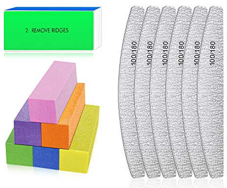Lime e buffer per unghie - Lima per unghie Professionali per la lucidatura delle unghie, Strumenti per unghie per gel per unghie per Unghie in Cristallo Naturale Acrilico (multicolore)
