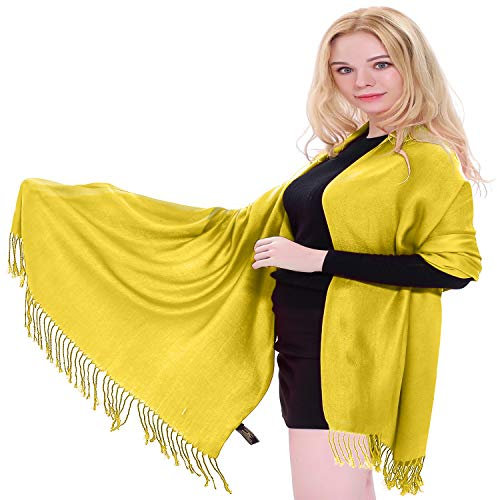 CJ Apparel Gelb Einheitliche Farbe Nepalesisch Schultertuch Schal Schultertücher Umschlagtücher Pashmina NEU