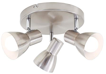 Briloner Leuchten Deckenleuchte, Deckenspot, Strahler dreh-und schwenkbar, 3x E14, max. 25 Watt, Retro, Matt-Nickel, 210x140mm (DxH)
