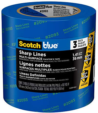 Scotch Blue 2093-36AC3 Sharp Lines Malerband, 3,6 cm Breite, Blau