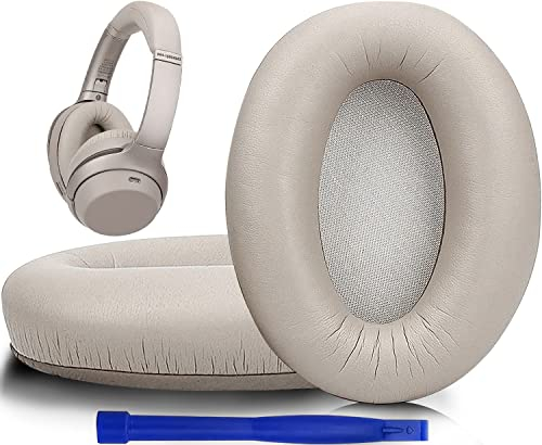 SOULWIT Ear Pads Cushions Replacement for Sony WH-1000XM3 (WH1000XM3) Over-Ear Headphones, Earpads with Softer Protein Leather, Noise Isolation Memory Foam, Added Thickness (Gold)