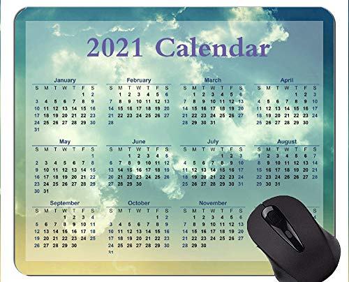 Kalender für 2021 Jahre Mouse Pad Anti-Rutsch, Clear Sky Gaming Mouse Mat