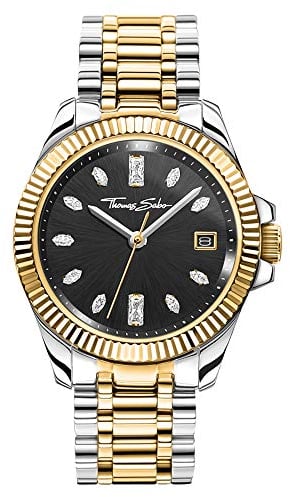 THOMAS SABO Damen Analog Quarz Uhr mit Edelstahl Armband WA0370-291-203-33 mm