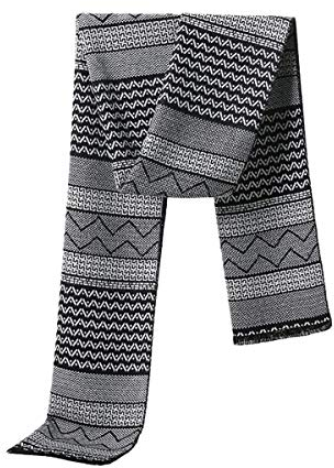 Irypulse Herren Wolle Mischung Schal Fransen für Männer Warm Kariert Streifen Herbst und Winter 180 * 30CM Grauschwarz