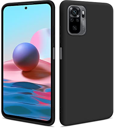 HSP Hülle für Xiaomi Redmi Note 10 / 10s [Staubabweisend] Handyhülle | Premium TPU Silikon Case Schutzhülle | Kratzfest Stoßfest Fallschutz | Kameraschutz Displayschutz | Passgenau Dünn Matt Schwarz