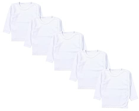 TupTam Gilet Cache-cœur à Manches Longues Bébé, Lot de 5, Blanc, 56