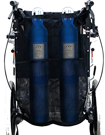 Sac De Bouteille D'oxygène Pour Fauteuil Roulant, Porte-bouteille D'oxygène Pour Fauteuil Roulant Avec 4 Poches Pour Deux Types De Bouteilles D'oxygène, Polyester Noir 66 * 47cm