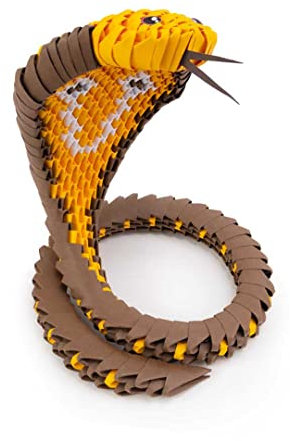 Origami 3D 501840-3D Origami Kobra - Schöne 3D Papierskulptur mit patentierten Bauteilen und verständlicher Bauanleitung, 360 Teile, 12x12x14cm, ab 8 Jahre