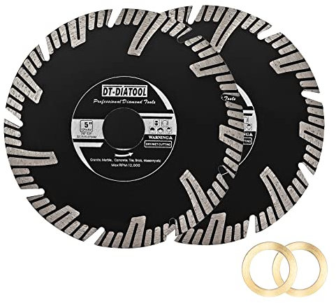 DT-DIATOOL Diamant Granit Sägeblatt 125mm Turbo Diamond Blade Cutting Disc für Kreissäge Schneiden Marmor Kunststein Beton Mauerwerk 2pcs