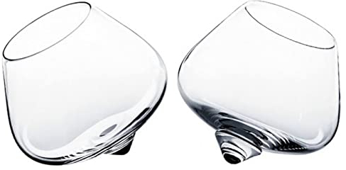 PRELGOSP Bicchieri Inclinati Whisky, Vintage Tumbler Bicchieri Rotanti, Bicchieri Vino Senza Stelo Personalizzare per Cocktail Liquore Rum Borgogna Brandy,2pcs
