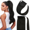 Fshine Ponytail Extension Echthaar Clip in Pechschwarz Pferdeschwanz 35cm 1 Stück Ponytail Haarverlängerung 70g Wrap Around Remy Ponytail in der Farbe 1
