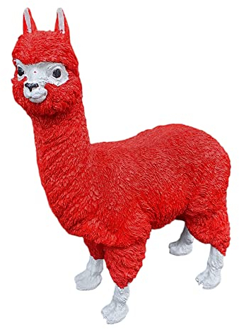 Aspinaworld Rote Alpaka Gartenfigur, 45 cm, Tierfigur für den Garten, wetterfeste Deko, Bauerhof Figur