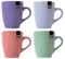 YöL Set Of 4 Coupe Stoneware Mugs - Blue Green Pink Purple Tea Coffee Cups Latte Brew Home Kitchen Office Stylish - 325ml Mug Set