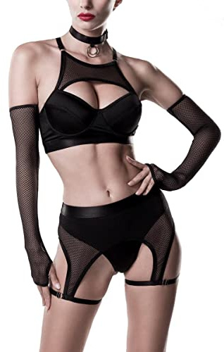 Grey Velvet Erotikset Frauen Wäsche-Set schwarz