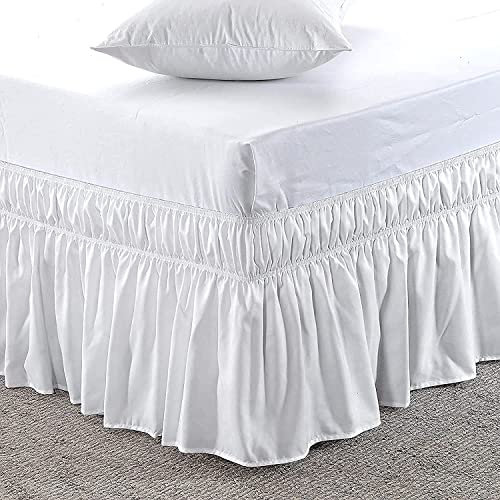 Cache-sommier à volants avec élastique, luxueux et facile à installer, pour lit double (140 cm x 190 cm) avec hauteur de 40 cm, cantonnières pour lit, 100 % microfibre, ne se décolore pas et ne se