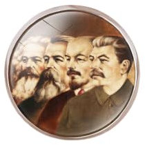 Anello falce martello CCCP Russia emblema comunismo vetro rotondo anelli uomo regalo, 25mm, Pelle