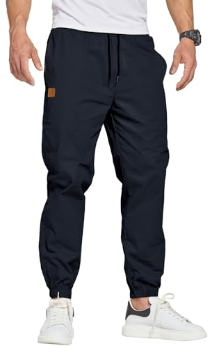 ZOXOZ Herren Hose Chino Cargohose Herren Jogginghose Herren Sweatpants Baumwolle Casual Freizeithose Elastische Taille mit Kordelzug Sporthose Herren mit Taschen Schwarz S