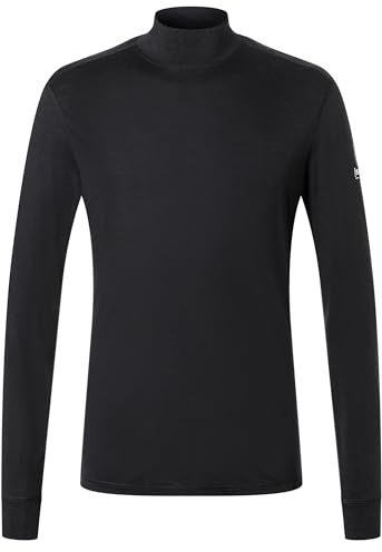 super.natural M TUNDRA175 Turtleneck Merino Longsleeve Herren Schwarz M - Herren Langarmshirt aus Merino-Polyester-Mix, Wärmendes & geruchsabweisendes Funktionsshirt