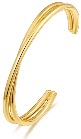 LILIE&WHITE Eleganter Offener Armreif für Damen - Minimalistisches Design aus Vergoldetem Metall - Stilvolles Accessoire für Alltag und Besondere Anlässe